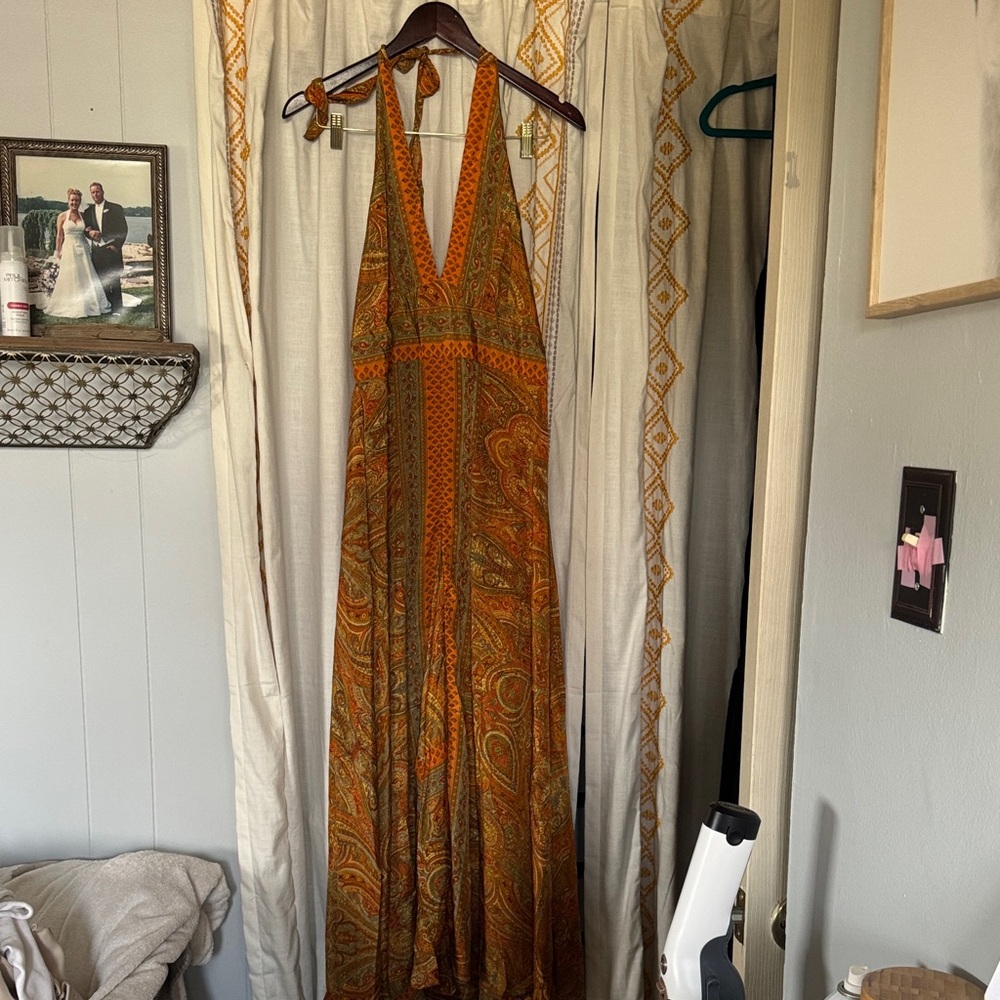 Bohemian Paisley Halter Maxi Jumpsuit One Size